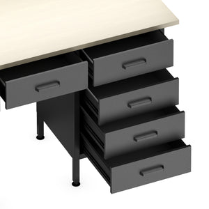 Werkbank MAKSIMUS 6 Schubladen 1 Tür 160 x 60 cm anthrazit/schwarz/natur