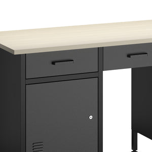 Werkbank MAKSIMUS 6 Schubladen 1 Tür 160 x 60 cm anthrazit/schwarz/natur