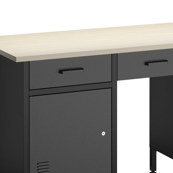 Werkbank MAKSIMUS 6 Schubladen 1 Tür 160 x 60 cm anthrazit/schwarz/natur