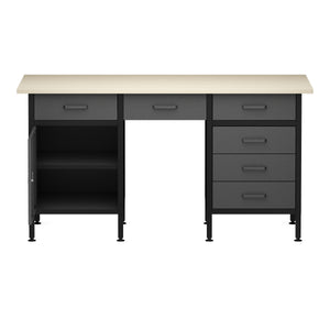 Werkbank MAKSIMUS 6 Schubladen 1 Tür 160 x 60 cm anthrazit/schwarz/natur