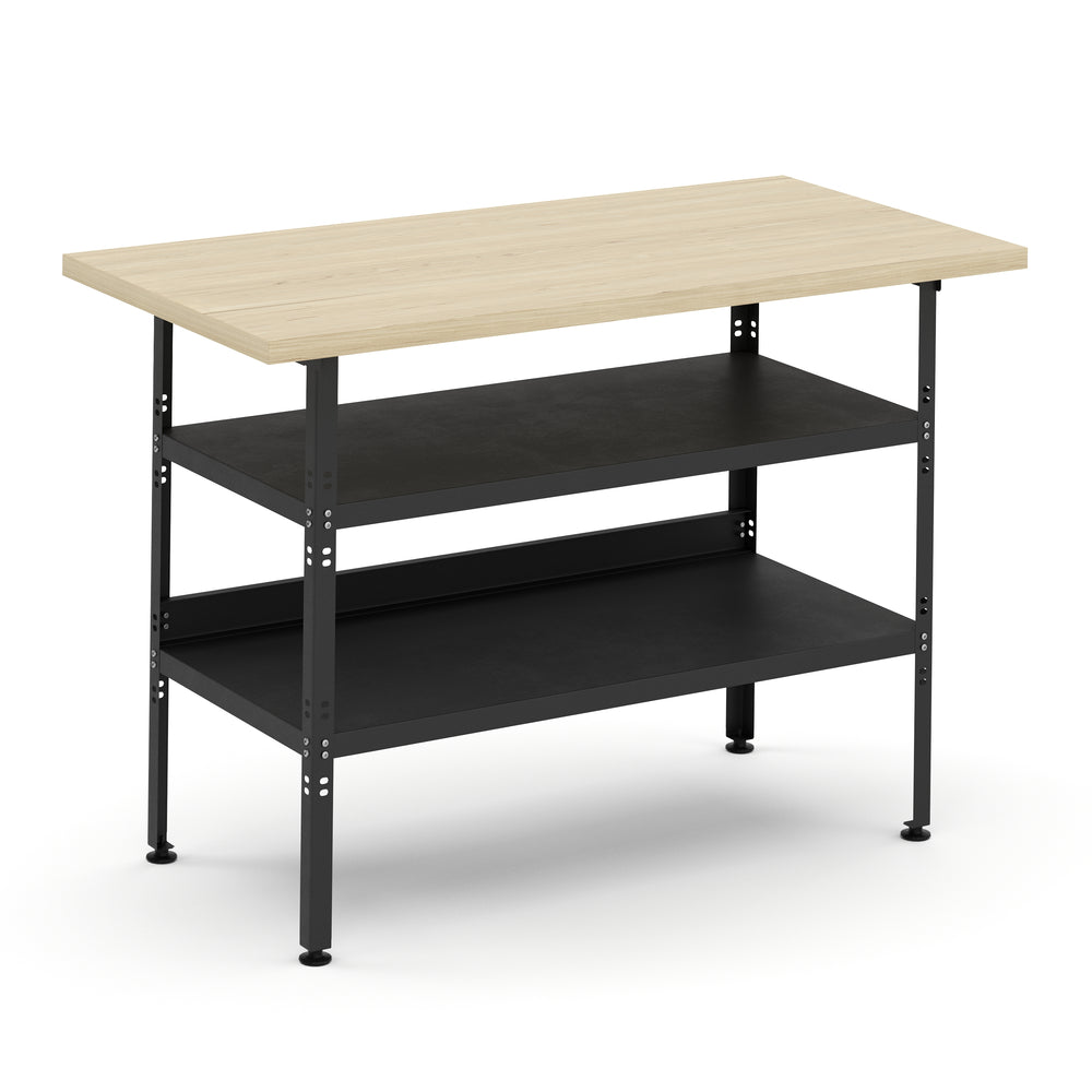 Banco da lavoro con 2 ripiani 120 x 60 cm