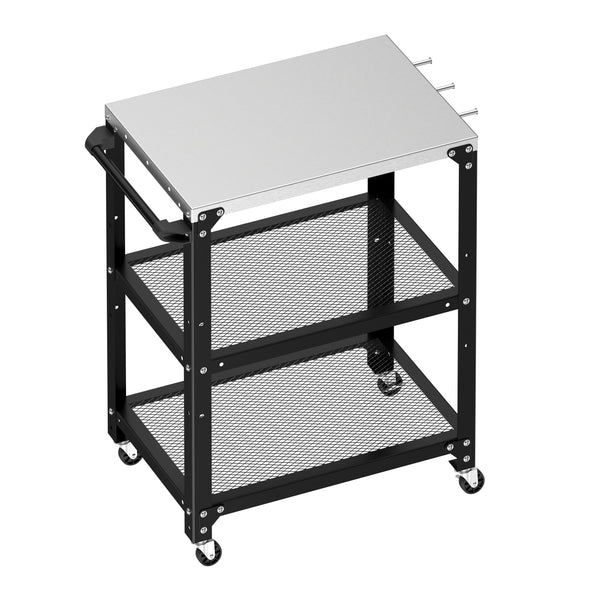 Grill Beistelltisch 72 x 41 x 79 cm schwarz/silber
