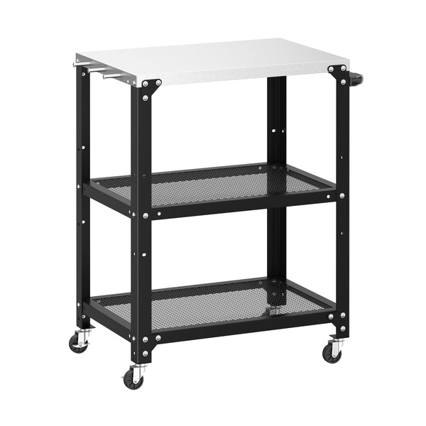 Grill Beistelltisch 72 x 41 x 79 cm schwarz/silber