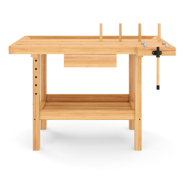 Werkbank mit Schraubstock Holz 126 x 50 cm
