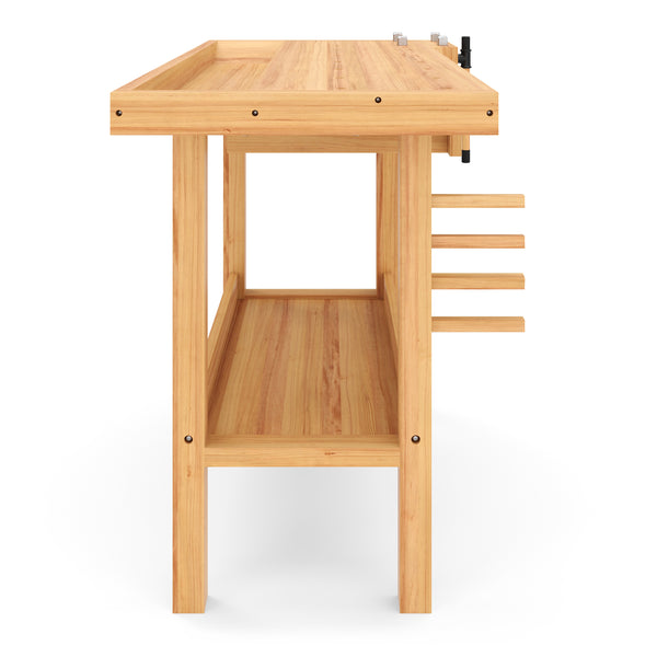 Werkbank mit Schraubstock Holz 126 x 50 cm