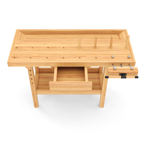 Werkbank mit Schraubstock Holz 126 x 50 cm