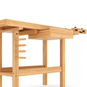 Werkbank mit Schraubstock Holz 126 x 50 cm