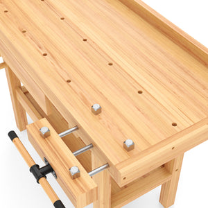 Werkbank mit Schraubstock Holz 126 x 50 cm