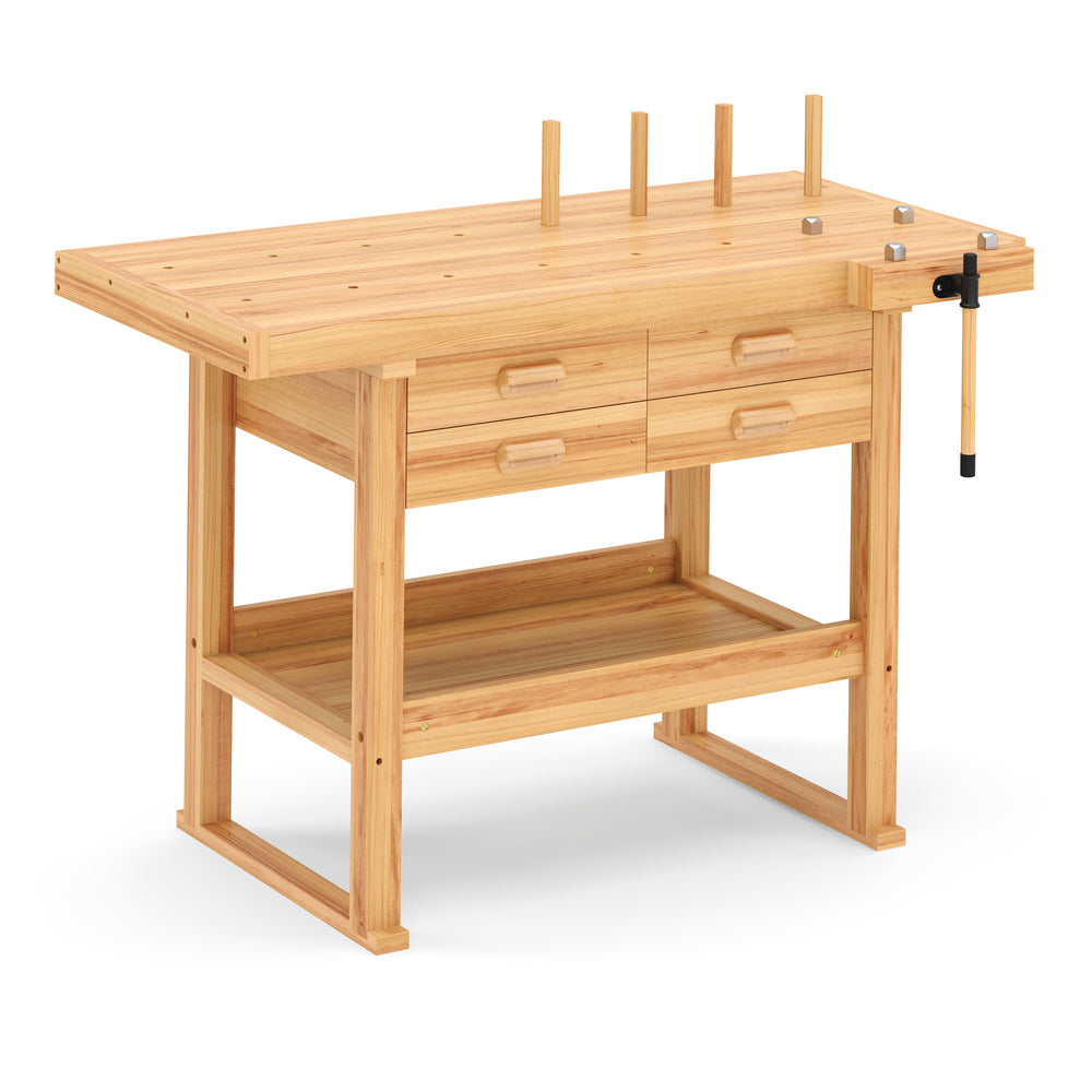 Banco da lavoro con morsa, legno, 152 x 50 cm