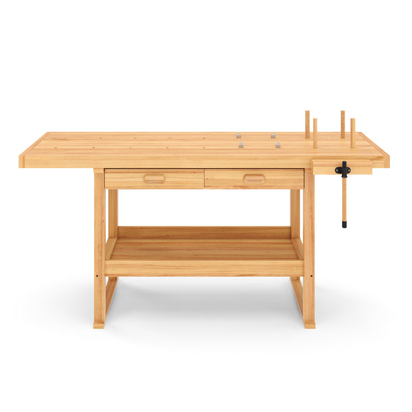 Werkbank mit Schraubstock Holz 180 x 50 cm