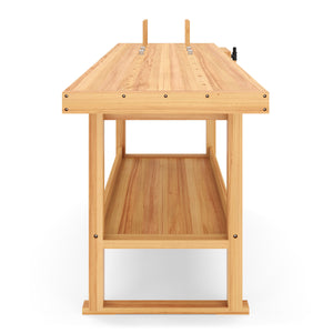 Werkbank mit Schraubstock Holz 180 x 50 cm