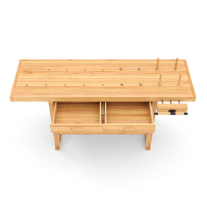Werkbank mit Schraubstock Holz 180 x 50 cm