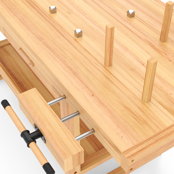 Werkbank mit Schraubstock Holz 180 x 50 cm