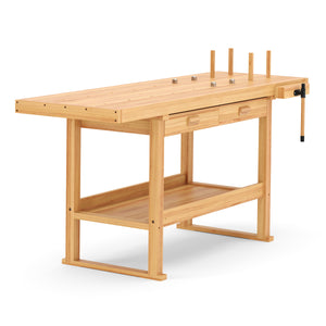 Werkbank mit Schraubstock Holz 180 x 50 cm