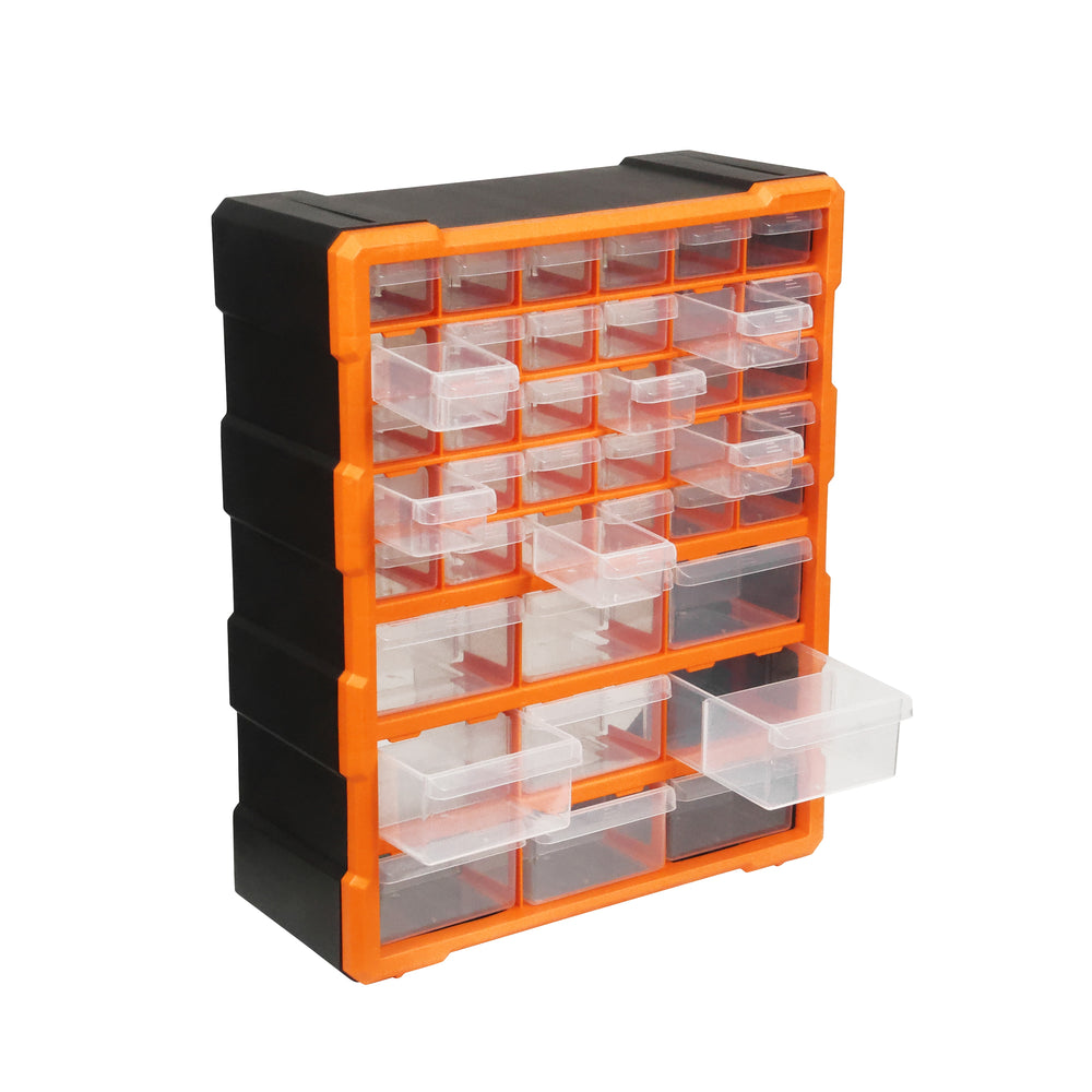 Small parts magazine with 39 drawers