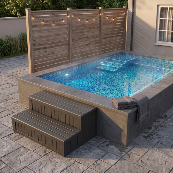 Whirlpool Treppe mit Staufach schwarz