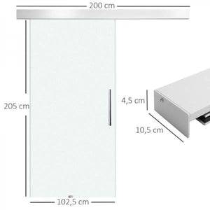 Glasschiebetür Schiebetür Tür Zimmertür mit Griffstange einseitig satiniert 102,5 x 205 cm