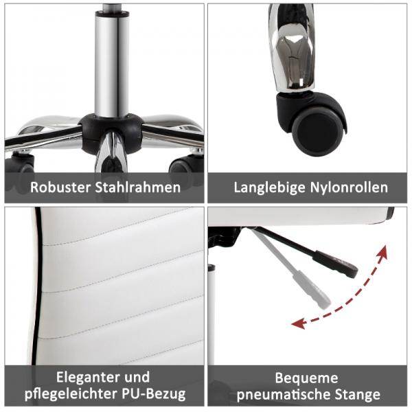 Friseurstuhl Salonstuhl Drehstuhl Höhenverstellbar, Weiss