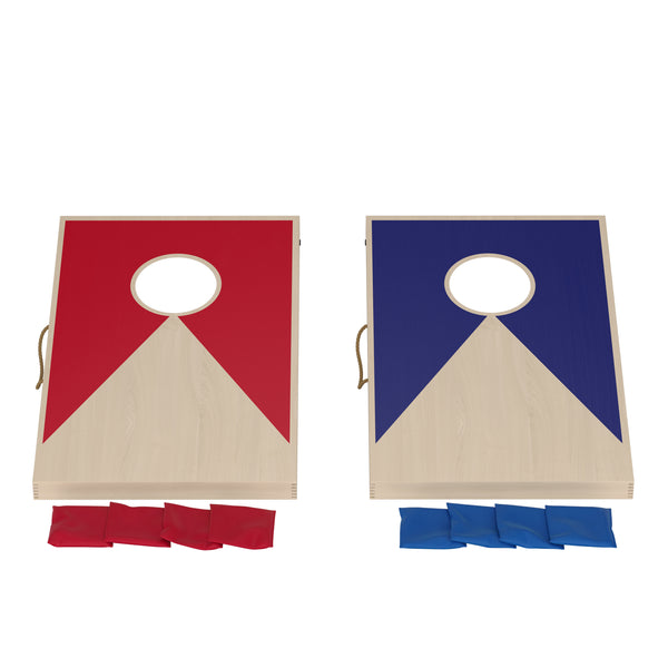 Wurfspiel Holz Cornhole Spiel Set 90 x 60 cm 11-teilig natur/blau/rot