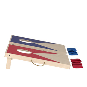 Wurfspiel Holz Cornhole Spiel Set 90 x 60 cm 11-teilig natur/blau/rot