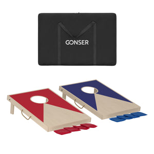 Wurfspiel Holz Cornhole Spiel Set 90 x 60 cm 11-teilig natur/blau/rot