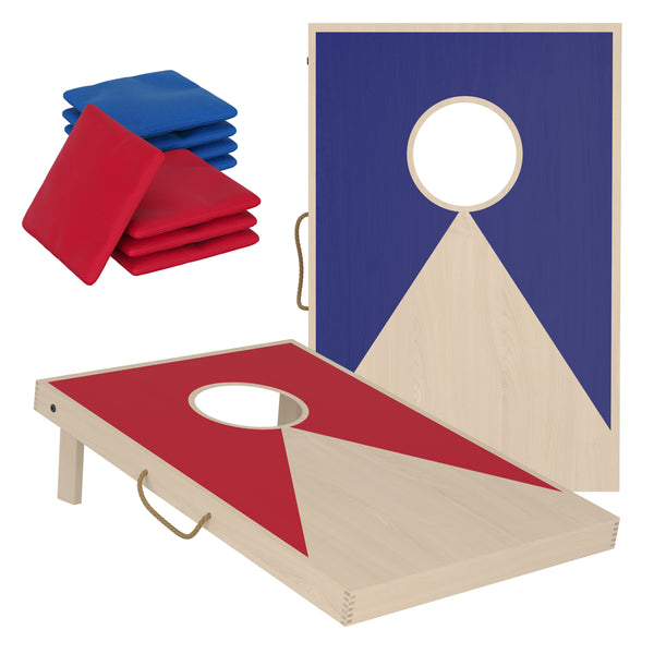Wurfspiel Holz Cornhole Spiel Set 90 x 60 cm 11-teilig natur/blau/rot
