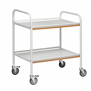 Tablettwagen 2 Böden bis 100kg belastbar, 4 Lenkrollen, 2 davon mit Bremse, weiss