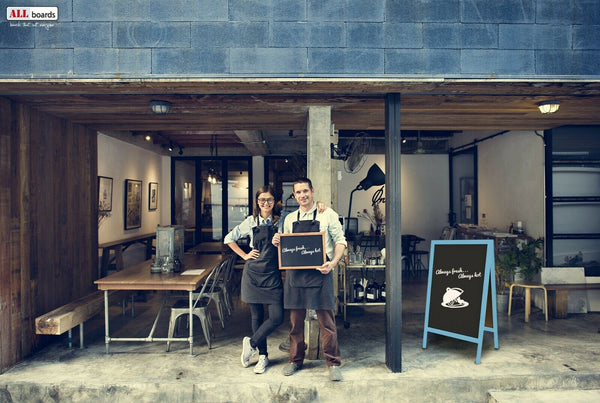 Pannello pubblicitario XL A-board 118x61cm blu lavagna