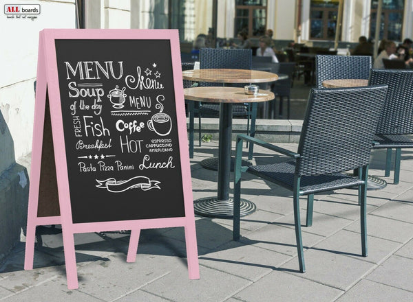 Pannello pubblicitario XL A-board 118x61cm rosa lavagna
