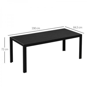 Gartentisch Aluminium Terrasse Holz-Kunststoff Polyholz schwarz