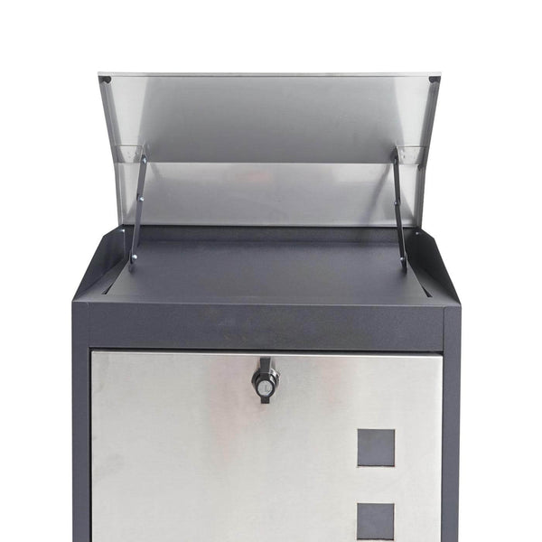XXL Briefkasten Firmenbriefkasten 52x44x25cm schwarz-Edelstahl