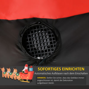 XXL LED-Weihnachtsmann 319cm mit Schlitten und Rentieren