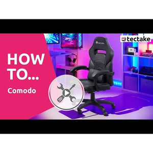 Racing office chair Comodo with footrest, black/azure