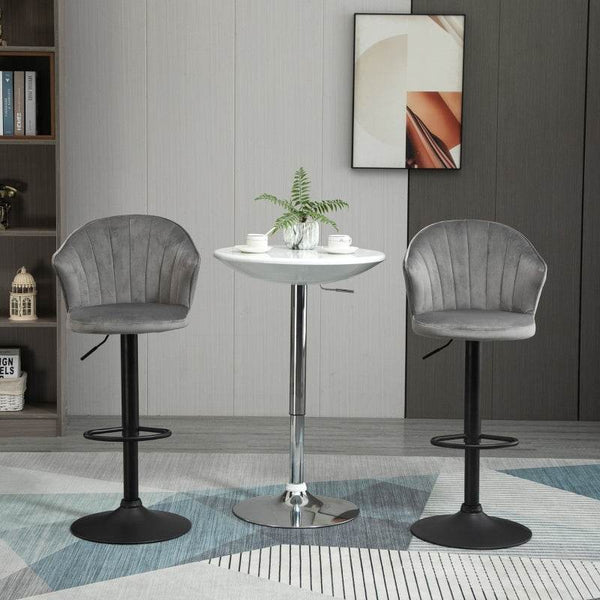 2er-Set Barhocker höhenverstellbarer Grau