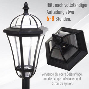 Gartenleuchte Solar Gartenlaterne 2er Set LED 6-8 Stdn. Edelstahl H129cm