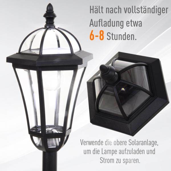 Gartenleuchte Solar Gartenlaterne 2er Set LED 6-8 Stdn. Edelstahl H129cm