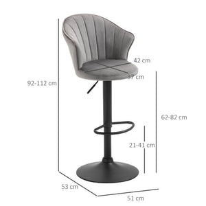 2er-Set Barhocker höhenverstellbarer Grau