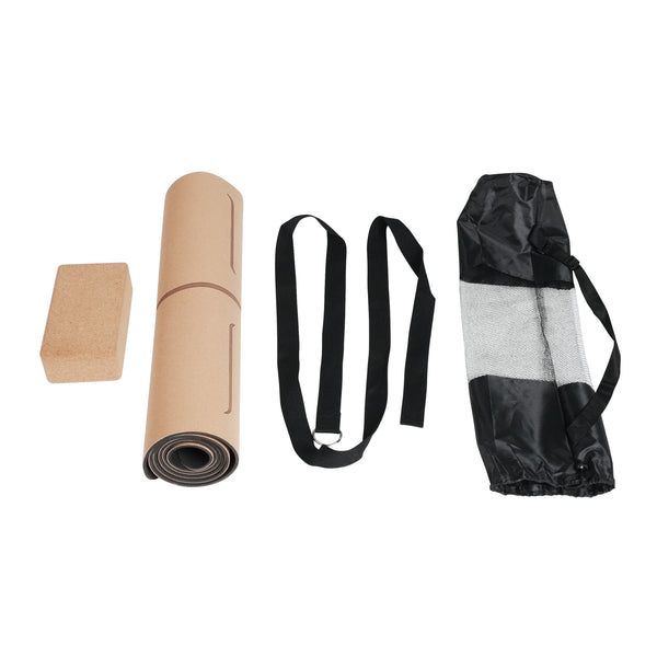 Yoga Set Kork 4-teilig braun/schwarz