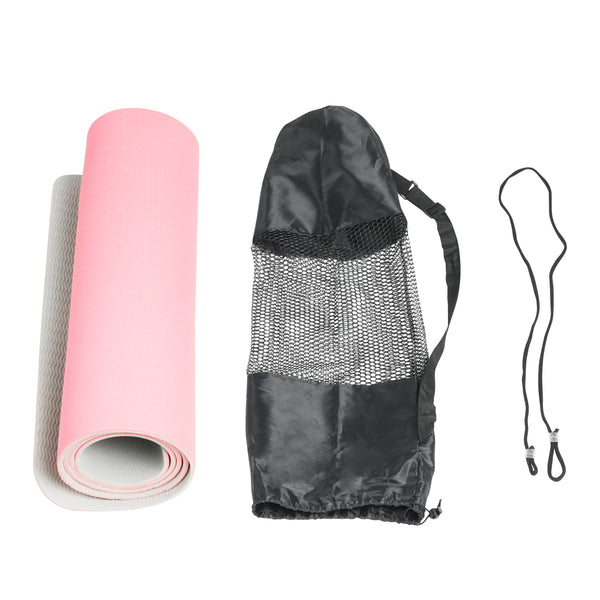 Yogamatte mit Tasche rosa/grau 181 x 61 x 0.6 cm