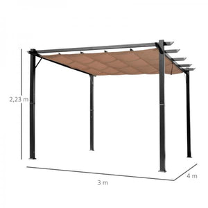 Pavillon Pergola mit einstellbarem Stoffdach 300 cm x 400 cm x 223 cm