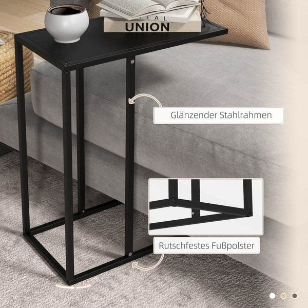 Beistelltisch Laptoptisch C-Form Schwarz