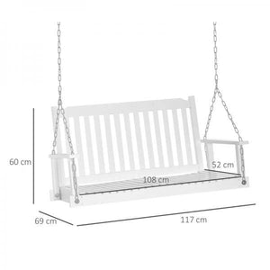 Gartenschaukel für 2 Personen Schaukelbank Hängebank Massivholz Patio Terrasse Hinterhof Weiss