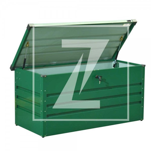 Garden and feed storage box, green, 1320 x 610 x 620 mm
