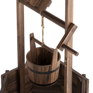 Zierbrunnen Holz mit Eimer und Kurbel 55 x 115 cm natur