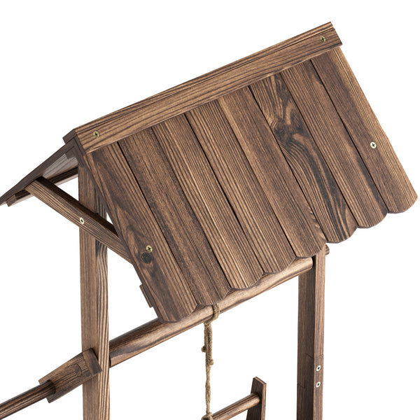 Zierbrunnen Holz mit Eimer und Kurbel 55 x 115 cm natur