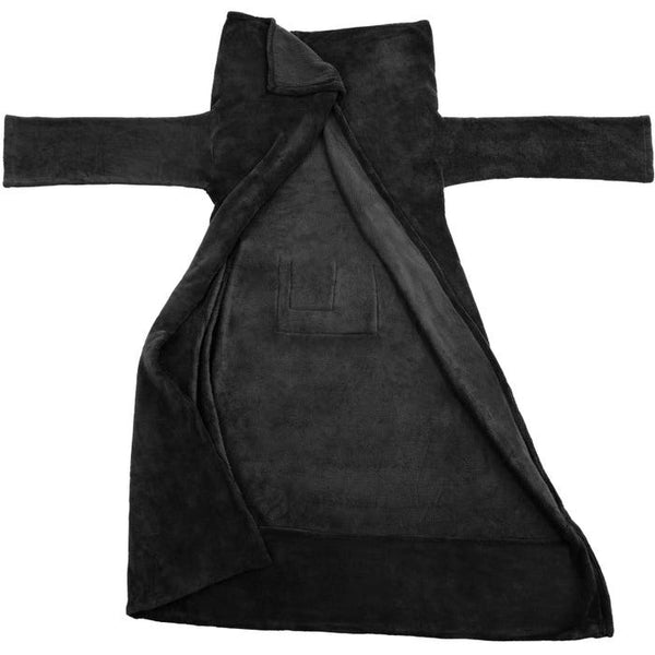 Kuscheldecke mit Ärmeln, schwarz