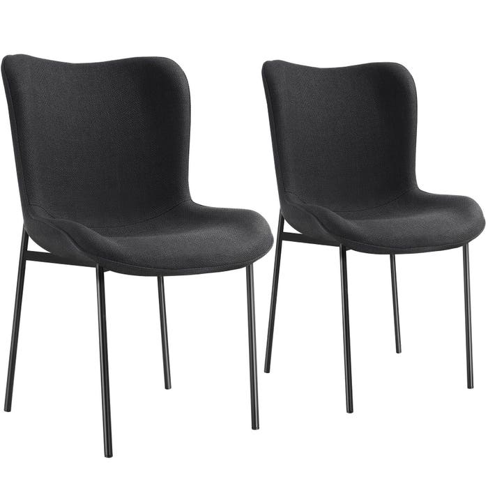 Fauteuil Tessa, tissu tissé, noir/noir, lot de 2
