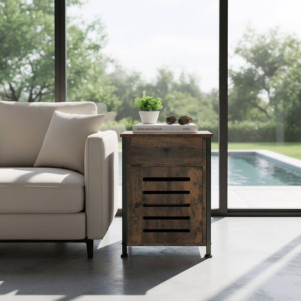 Nachttisch Waterford Industrial Holz dunkel, rustikal