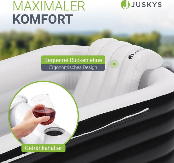 Aufblasbare Badewanne Faltbare Wanne – mit Luftpumpe, Abdeckung und Rückenlehne