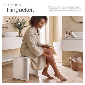Hocker Ribb Lamellenoptik weiss 45 x 35 x 43 cm